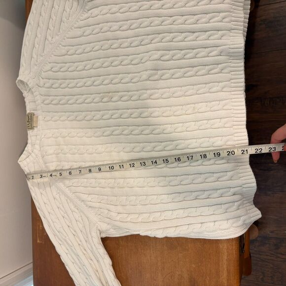 Women's size XL White Cable Knit Coastal Neutral Cozy LL Bean Sweater - Picture 4 of 6